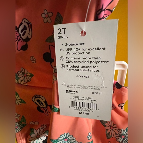 2T Minnie Mouse two-piece swim suit tankini Jumping Beans Kohl’s & Disney kids - Picture 6 of 6